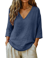 Rhianna - Elegante Bluse mit V-Ausschnitt in Marine