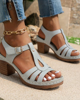 Bridget | Blockabsatz Atmungsaktiv Sandalen in Hellgrau