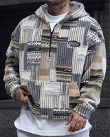 Silvain – Bedrucktes Kapuzen Sweatshirt Mit Reißverschluss in Khaki