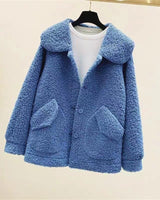 Damenmantel mit Fleece-Effekt im entspannten Winterstil - Mimiko in Blau
