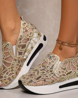 Heleen – Turnschuh Mit Hoher Taille Und Pailletten in Golden