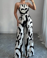 Audrey | Neckholder Weites Bein Jumpsuit in Weiß