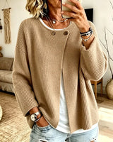 Peninah - Gestrickte Strick Jacke Mit Rippenmuster Und Asymmetrischem Schnitt in Khaki