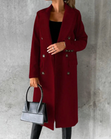 Bettina | Damen Langer Doppelreihiger Trenchcoat in Rot