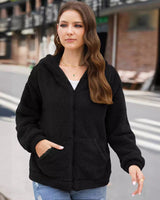 Damen-Fleecejacke mit Reißverschluss - Nayara in Schwarz