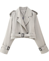 Karla | Damen Schicker kurzer Trenchcoat mit Gürtel in Grau