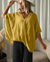 Winnie - Bluse Im Bohemian Stil Mit Weiten Ärmeln in Gelb