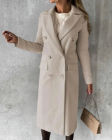 Bettina | Damen Langer Doppelreihiger Trenchcoat in Beige
