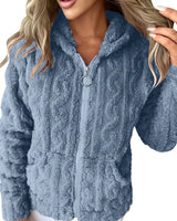 GAELLE | Langarm Kapuzenpullover Mit Reißverschluss in Blau