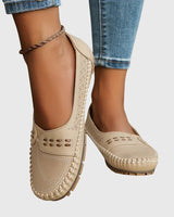 Petra | Damen Frühlings Perforierte Lässige Loafer in Beige