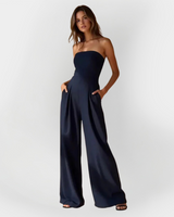 Zerya - Trägerloser Soft-Touch-Jumpsuit in Dunkelblau