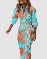 Cecilia™ Schickes Gestreiftes Kleid in Hellblau
