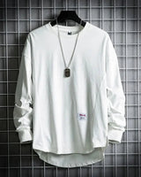 Leon | Herren Oversized Longsleeve Rundhals Langarm Basic in Weiß