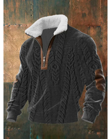 Ibrahima – Fleece Rollkragen Pullover Mit Reißverschluss in Schwarz