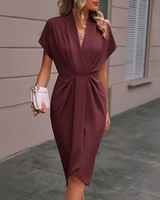 Damen kurzärmeliges Sommerkleid in Braun