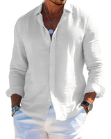 Félicien - Angenehmes langärmeliges Poloshirt in Weiß