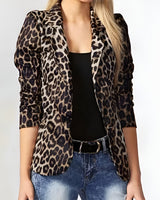 Nevaeh | Blazer mit Animal-Print und Reverskragen in Helles Khaki