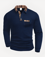 Morris - Stilvolles Langarm-Poloshirt in Blau