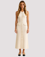 Jorja - Elegantes Midikleid mit Knöpfen in Beige