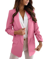 Damen Lange Leicht Blazer | Formell in Dunkelrosa