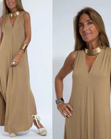 Rosenda | Figurbetontes Kleid mit Strickjacke Gratis in Hellbraun