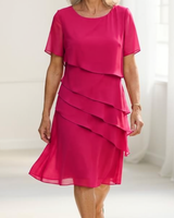 Juliette | Elegantes, fließendes Kleid mit Rüschen in Rosa