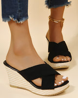 Julie - Stilvolle, bequeme Keilsandalen für Damen in Schwarz