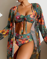 Josefine | Damen Bikini Set Strandkimono Cover-Up Sommer in Grün