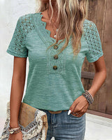 Specas  | Woman T-Shirt mit kurzen Ärmeln und Spitze in Grün