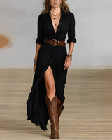 Elodie - Schickes Kleid mit Gürtel in Schwarz