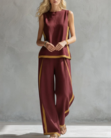 Leila | Elegantes Zweiteiliges Set mit Modernem Touch in Burgunder