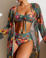 Glenda | Bikini mit Blumenrock in Grau