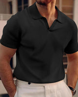 Ollie - Lässiges Waffel-Poloshirt für Herren in Schwarz