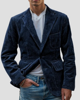 Herren Texturiert Cordjacke mit Taschen in Blau