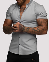 Oscar - Kurzärmeliges Hemd in Slim-Fit-Passform für Herren in Grau