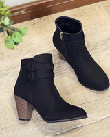Carolin | Damen High-Heel-Stiefeletten mit Schnalle und Reißverschluss in Schwarz