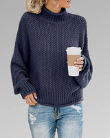LUNA - KLASSISCHER SKANDINAVISCHER STRICKPULLOVER FÜR FRAUEN in Marineblau