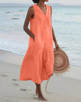 Lena - Premium-Kleid mit V-Ausschnitt in Orange