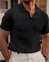 Holden - Kurzarm-Poloshirt mit schlichtem Design in Schwarz