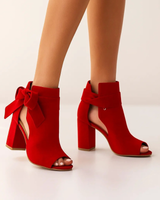 Celine - Raffinierte Peep-Toe-Pumps in Rubinrot