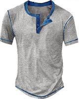 Lässiges Henley Oberteil Im Retro Farbblock Stil für Herren in Hellgrau