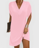 Theresa | Damen Kleid Flatternder Schnitt Leicht Sommer in Rosa