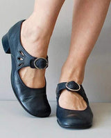 Beatrice | Keilsandalen aus leder mit orthopädische schnalle in Blau