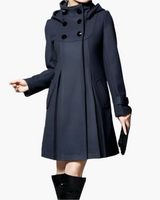 Lena | Damen Button-Up Kapuzenmantel im eleganten Design in Grau