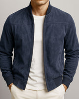 Adrian – Premium-Bomberjacke aus Wildleder in Dunkelblau