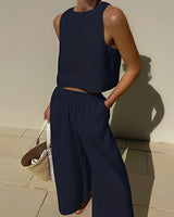 Sasha - Lässiges, locker sitzendes Zweiteiliges Set für Damen in Marineblau