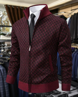 Maximilian | Premium-Strickjacke mit Reißverschluss in Rot