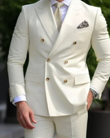 Herren Zweiteiler Hochzeits Anzug in Creme Weiß