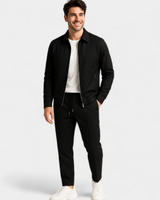 Tobiana - Set Aus Strukturierter Jacke MIT Reißverschluss Und Hose MIT Kordelzug in Schwarz