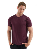 Herren Kurzarm Rundhals Einfach T-Shirt in Kastanienbraun